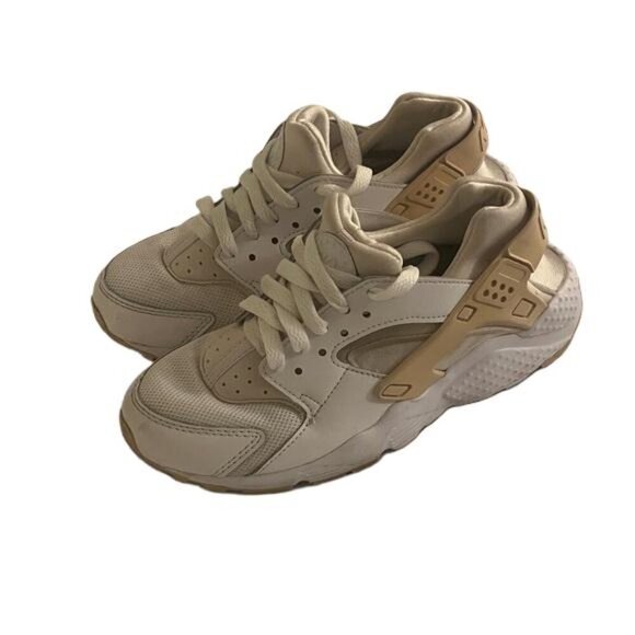 Nike Shoes - Nike Air Huarache Women's Sneakers White Tan Casual Athletic Shoes, Size 5